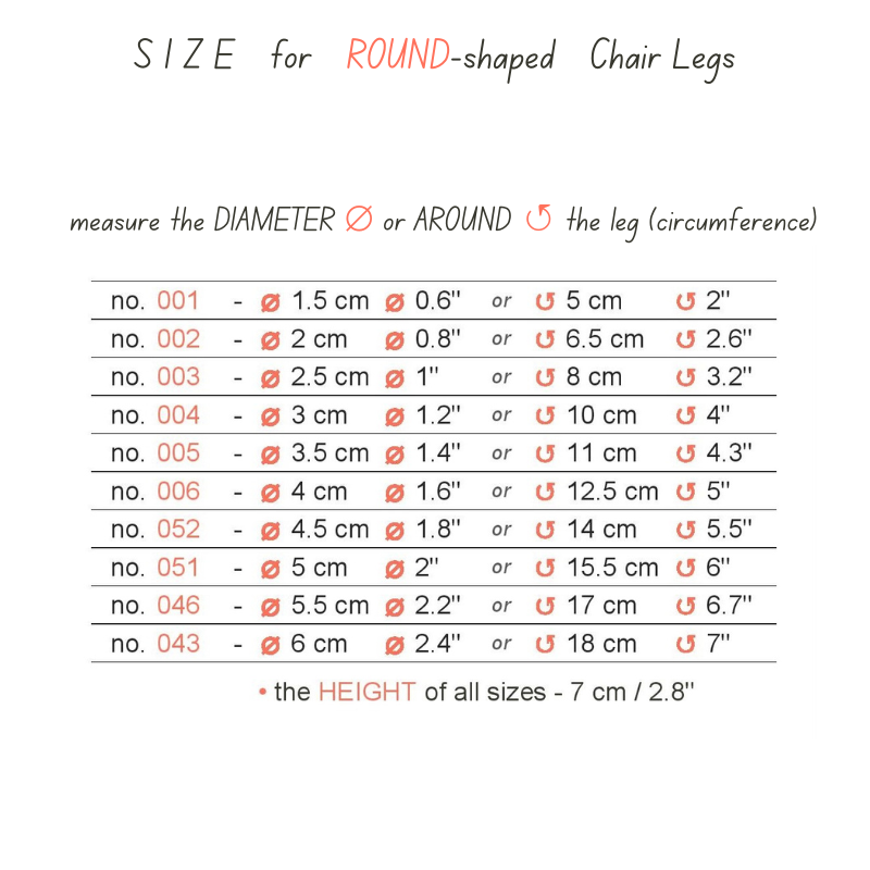 Felt CHAIR SOCKS | for ROUND-shaped FURNITURE LEGS